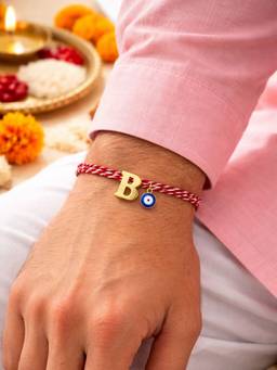 Digital Dress Room - B Letter Evil Eye Thread Rakhi