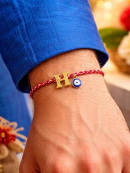 Digital Dress Room - H Letter Evil Eye Thread Rakhi
