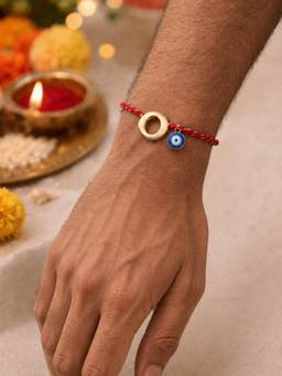 Digital Dress Room - O Letter Evil Eye Thread Rakhi