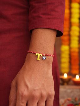 Digital Dress Room - T Letter Evil Eye Thread Rakhi