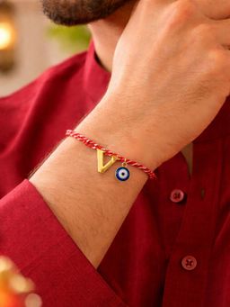Digital Dress Room - V Letter Evil Eye Thread Rakhi