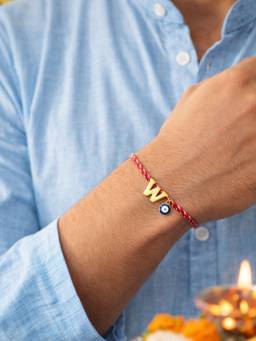 Digital Dress Room - W Letter Evil Eye Thread Rakhi