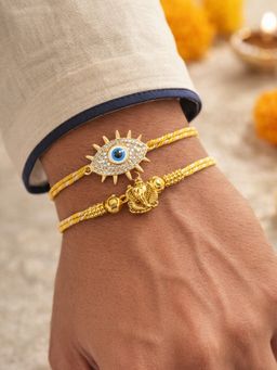 Digital Dress Room - Evil Eye and Ganesha Bracelet Rakhis (Pack of 2)