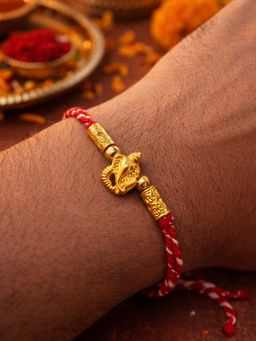 Digital Dress Room - Gold Ganpati Design Thread Rakhi