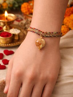Digital Dress Room - Carnelian Stone Heart Rakhi
