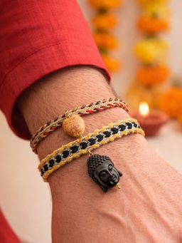 Digital Dress Room - Buddha Carnelian Stone Rakhis (Pack of 2)