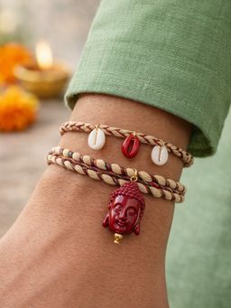 Digital Dress Room - Buddha Cowrie Shell Rakhis (Pack of 2)