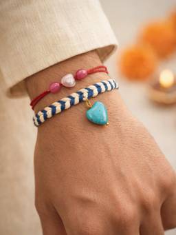 Digital Dress Room - Multi-Color Heart and Beads Rakhis (Pack of 2)
