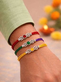 Digital Dress Room - Multi-Color Motif Stone Rakhis (Pack of 3)