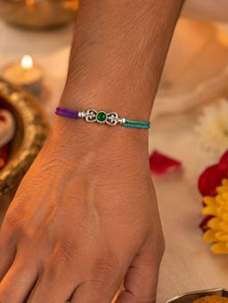 Digital Dress Room - Green-Silver Motif Rakhi