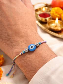 Digital Dress Room - Multi-Color Evil Eye Flower Charm Rakhi