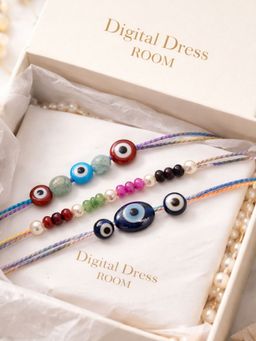 Digital Dress Room - Multi-Color Evil Eye Beads Rakhis (Pack of 3)