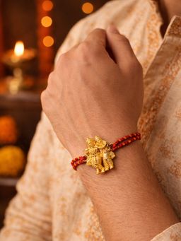 Digital Dress Room - Gold Radha Krishna Thread Rakhi