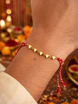 Digital Dress Room - Gold Heart Chain Thread Rakhi
