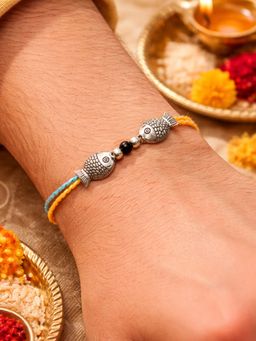 Digital Dress Room - Black-Silver Fish Charm Rakhi