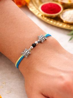 Digital Dress Room - Black-Silver Turtle Rakhi