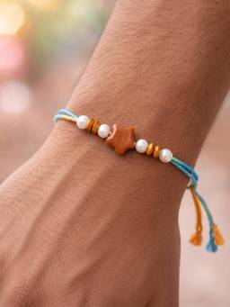 Digital Dress Room - Star Shape-Pearl Thread Rakhi