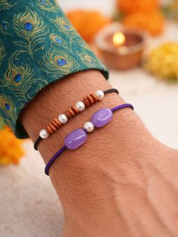 Digital Dress Room - Multi-Color Stone Pearl Beads Rakhis (Pack of 2)