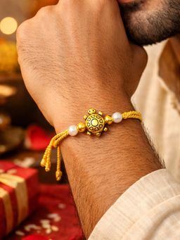 Digital Dress Room - Gold Turtle Pearl Beads Rakhi