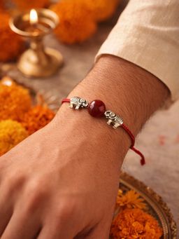 Digital Dress Room - Red Elephant Charm Thread Rakhi