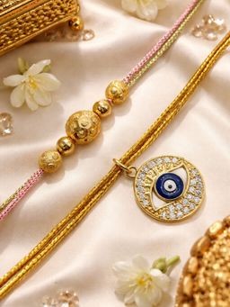 Digital Dress Room - Beads-Stone Studded Evil Eye Rakhis (Pack of 2)