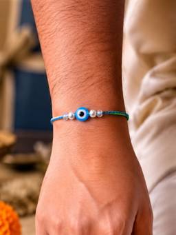 Digital Dress Room - Evil Eye Charm Pearl Thread Rakhi