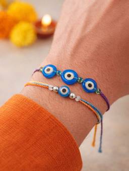 Digital Dress Room - Multi-Color Evil Eye Charm Rakhis (Pack of 2)