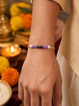 Digital Dress Room - Multi-Color Beaded Pearl Thread Rakhi
