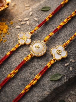 Digital Dress Room - Om Swastik Charm Rakhis (Pack of 3)
