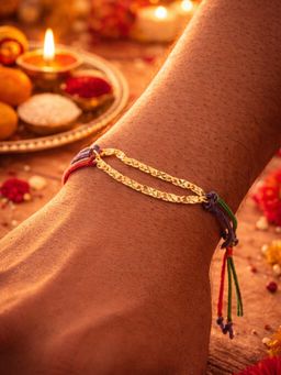 Digital Dress Room - Gold Double Chain Multi Thread Rakhi
