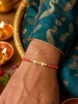 Digital Dress Room - Gold-Pearl Rakhi Thread Bracelet