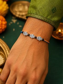 Digital Dress Room - Silver-Black Beads Hamsa Rakhi