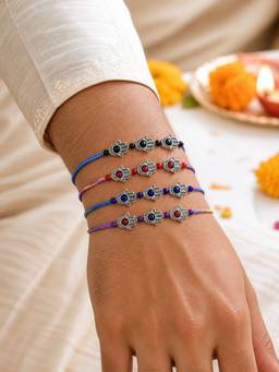 Digital Dress Room - Multi-Color Hamsa Evil Eye Rakhis (Pack of 4)