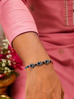 Digital Dress Room - Silver-Black Beads Hamsa Rakhi