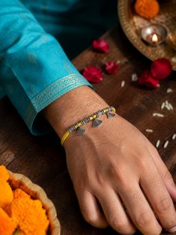 Digital Dress Room - Silver Oxidized Tribal Boho Charm Rakhi