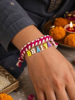 Digital Dress Room - Multi-Color Bhaiya Letter Charm Rakhi