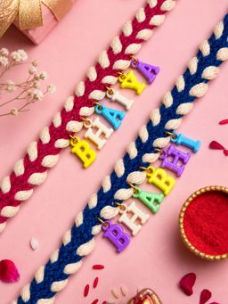 Digital Dress Room - Multi-Color Bhaiya Bhabhi Hanging Letter Rakhis (Pack of 2)