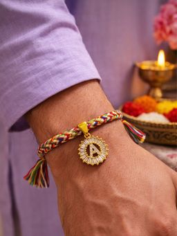 Digital Dress Room - A Letter White Diamond Letter Rakhi