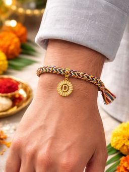 Digital Dress Room - D Letter White Diamond Letter Rakhi