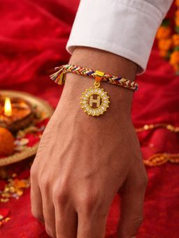 Digital Dress Room - H Letter White Diamond Letter Rakhi