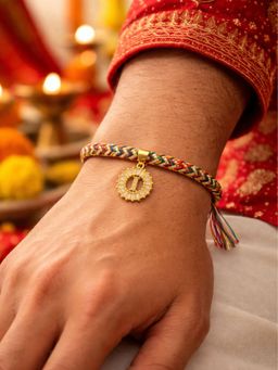 Digital Dress Room - I Letter White Diamond Letter Rakhi