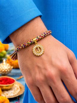 Digital Dress Room - J Letter White Diamond Letter Rakhi