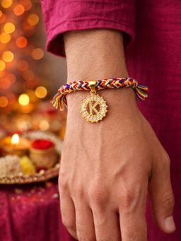 Digital Dress Room - K Letter White Diamond Letter Rakhi