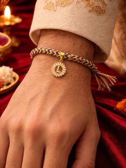 Digital Dress Room - L Letter White Diamond Letter Rakhi