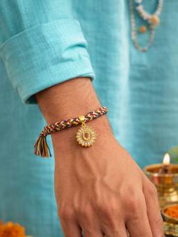 Digital Dress Room - O Letter White Diamond Letter Rakhi