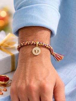 Digital Dress Room - T Letter White Diamond Letter Rakhi