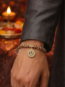 Digital Dress Room - U Letter White Diamond Letter Rakhi