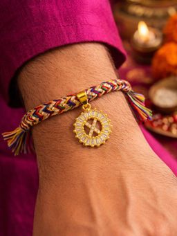 Digital Dress Room - X Letter White Diamond Letter Rakhi