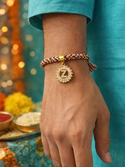 Digital Dress Room - Z Letter White Diamond Letter Rakhi