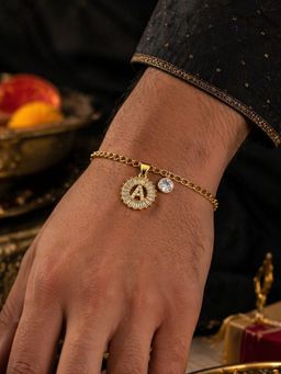 Digital Dress Room - A Letter White Diamond Bracelet Rakhi